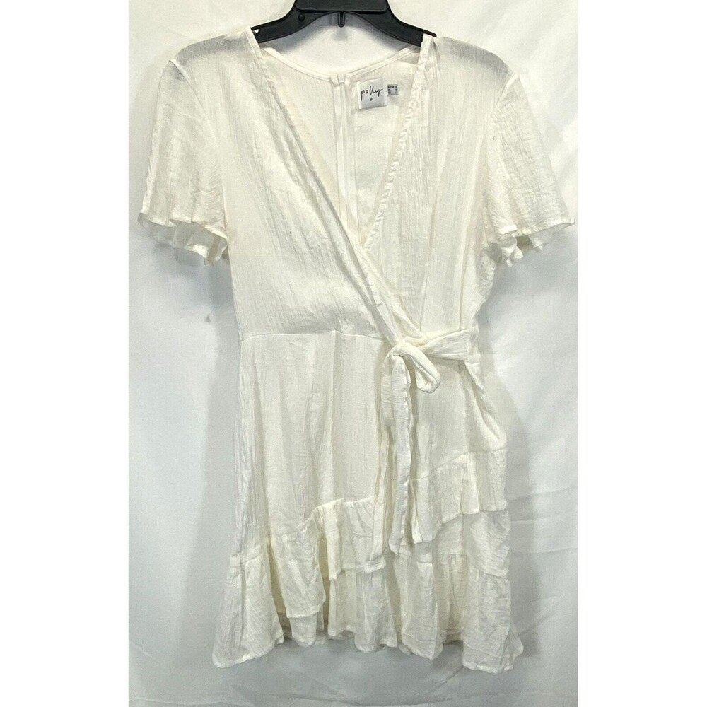 Princess Polly Mini Dress Sz 10 Belt SH Sleeve Faux Wrap Lined Step in-Zip Back